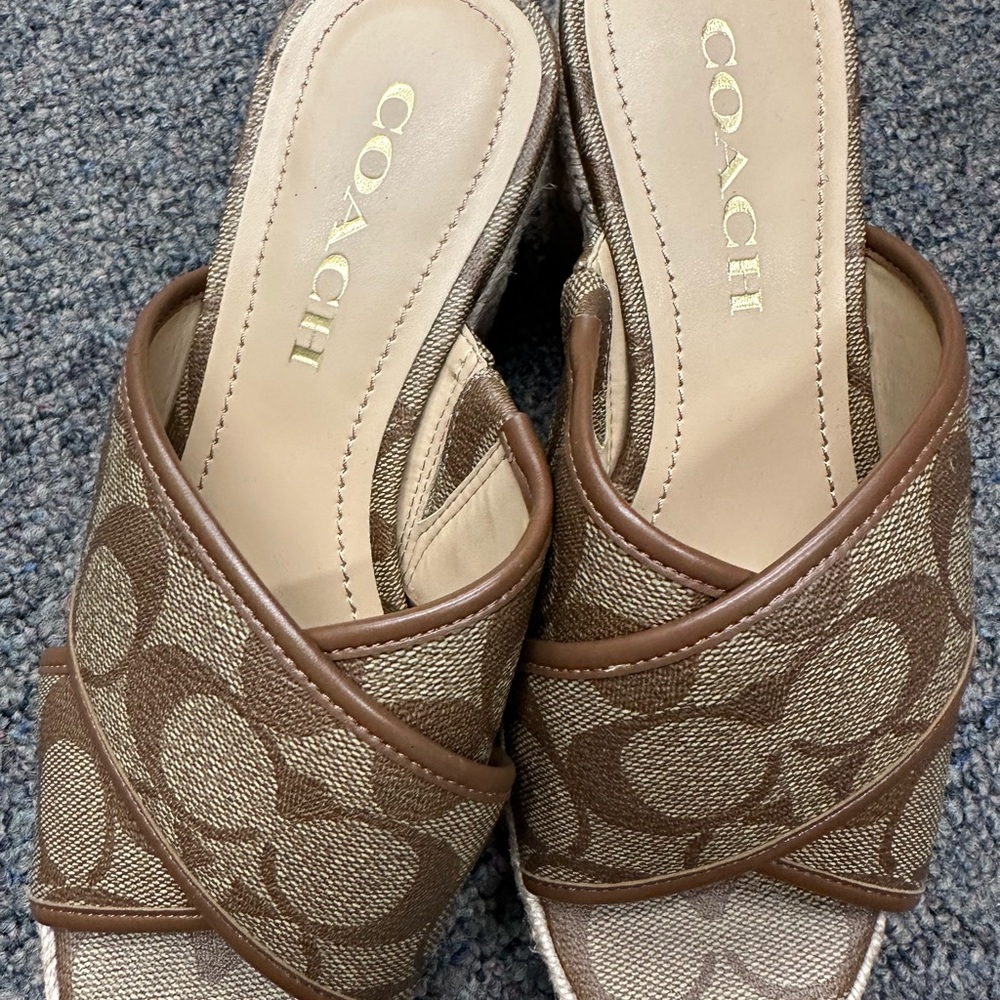 Coach heeled slides